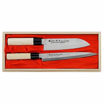 Satake Cutlery Nashiji Natural Zestaw 2 noży Santoku + Yanagi